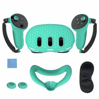 For Meta Quest 3 Silicone Protective Shell Set Controller Grip Cover Face Case Anti-Leakage Nose Pad VR Accessories
