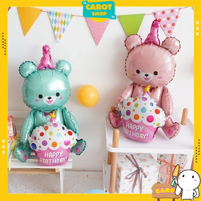 Bóng gấu 3D Ôm Bánh Kem size đại trang trí sinh nhật, Valentine, tỏ tình, cầu hôn