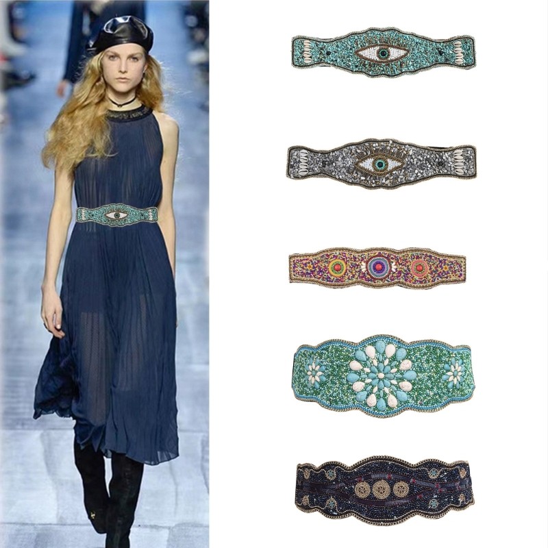 Thắt lưng kiểu Boho mịn dành cho nữ đi biển Thắt lưng rộng co giãn Đầm dự tiệc Thắt lưng