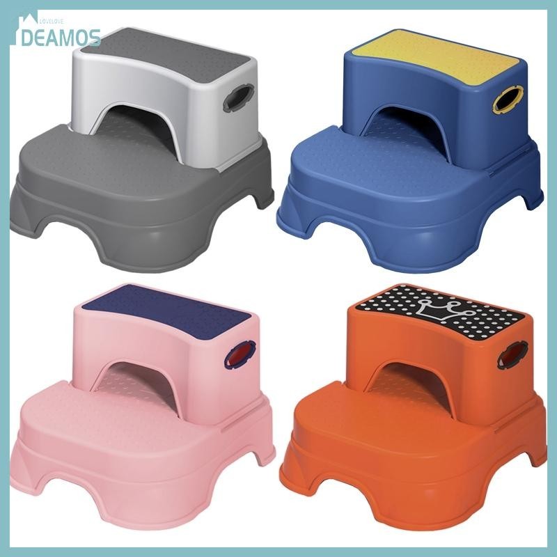 Double Layer Toddler Step Stool 2 in 1 Two Step Stool for Kids Detachable Stool