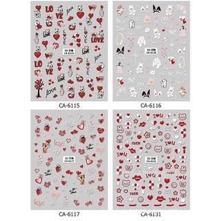 Sticker Nail 5D Lụa Nổi | LOVE Tim Đỏ | Hình Dán Móng Tay CA
