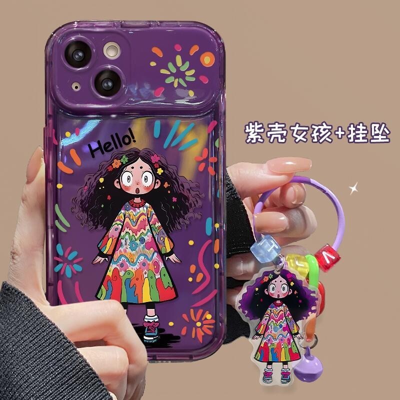Flip Over Gương Nhỏ Graffiti Girl Ốp Lưng Điện Thoại Thích Hợp Cho IPhone 11 1213 Pro MAX X XR XS MAX SE Apple 7 Plus 8 Plus IPhone 14 15 Pro Tiện Lợi Chống Rơi Cho Nam Và Nữ