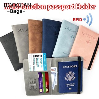 BOOCEAN Túi đựng hộ chiếu bằng da RFID Di động siêu mỏng Vỏ hộ chiếu đa chức năng