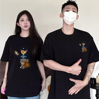 Cặp đôi mùa hè mặc tay ngắn 2024 Áo thun Cotton nguyên chất phong cách mới