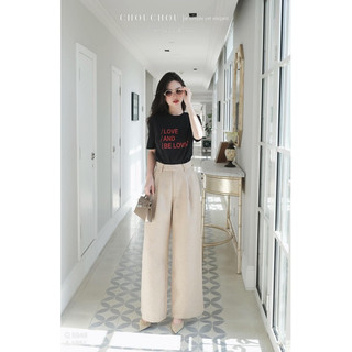 Áo Phông Love And đen + Quần Dạ Nude Chouchou