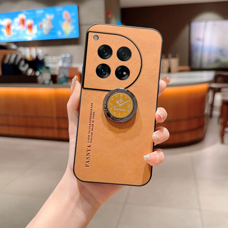 Dành Cho Oneplus 12 Ốp Lưng Chống Sốc PU Lerther Nhẫn Ngón Tay Vỏ Điện Thoại Cho Oneplus 12 Ốp Lưng