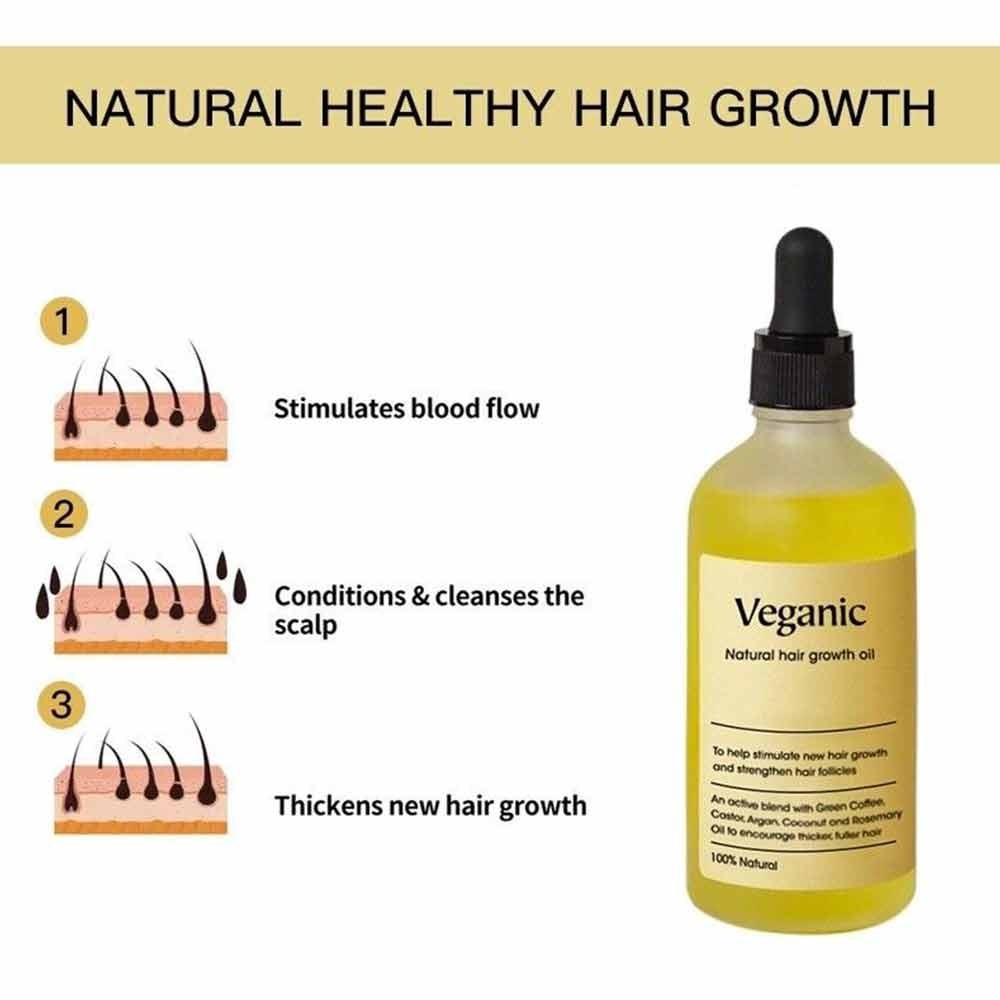 Veganic Natural Hair Growth Oil, Rosemary Oil For Hair Growth Organic 60ml