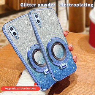Dành cho samsung galaxy galaxy a02 a 02 sm-a022f ốp lưng silicon mềm mạ bling tpu ốp lưng ốp lưng từ tính giá đỡ