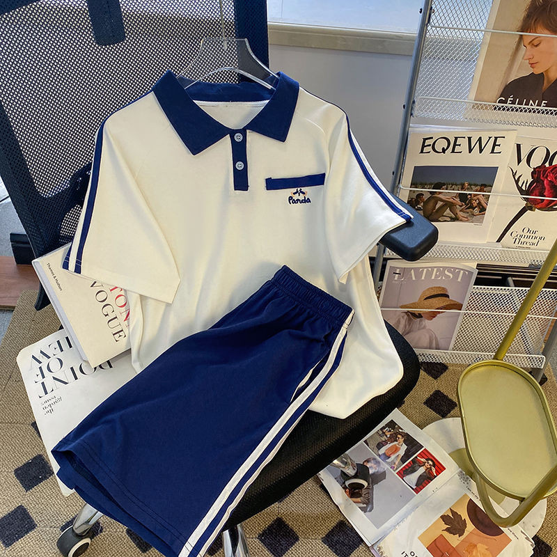 Bộ Đồ Học Sinh Nữ Mùa Hè Preppy Phong Cách Áo polo Áo Sơ Mi Học Sinh Trung Học Ngắn Tay Áo Thun Rời 