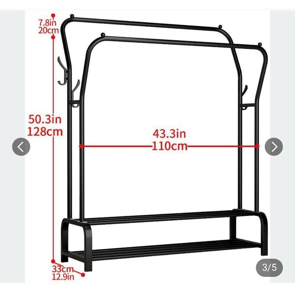 Giá Treo Quần Áo Kệ Treo Quần Áo Kim Loại Đơn Giản Chắc Chắn Tiện Lợi 2 Giàn Phơi 2 Tầng | BigBuy360 - bigbuy360.vn
