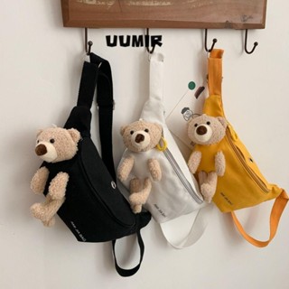 Túi thắt lưng vải, Túi đeo chéo hình gấu dễ thương thiết kế sang trọng, Gói Fanny