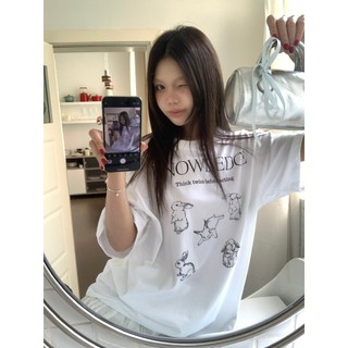Cô Gái Hàn Quốc ~ Ba Lê Bunny In Cổ Tròn Tay Ngắn Rời Áo Thun Nữ Tay Ngắn Top Mùa Hè Tất Cả-