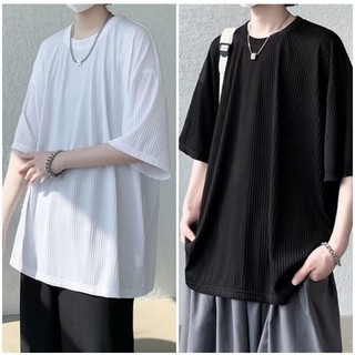 Nam Size Lớn Ice Silk Áo Thun Tay Ngắn Mùa Hè Mỏng Phong Cách Mỹ Dạo Phố Drap Rời Áo Thun Nửa Tay Top Nửa Tay