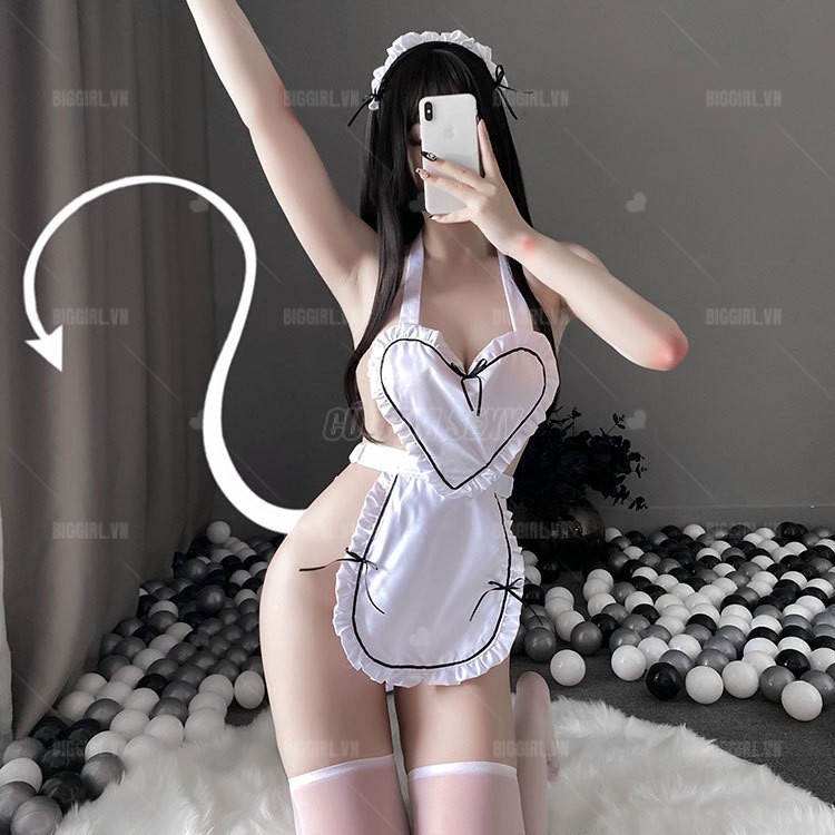 Bộ Cosplay Cô Hầu Gái Váy Ngủ Sexy yếm hở lưng dễ thương Bigsize Set Đồ Ngủ sexy Cosplay Maid Phong Cách Anime lolita Cute Nhật Bản Gợi Cảm quyến rũ Kèm Tạp Dề