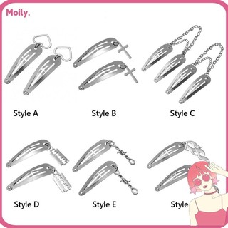  Cặp Kẹp Tóc Kim Loại Phối Mặt Hình Dạng Độc Đáo Thời Trang Cho Nữ