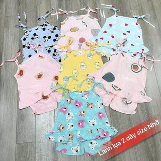 Bộ lanh lụa hàn quốc 2 dây cho bé gái size nhỡ 10-21kg, bộ lanh 2 dây bé gái, bộ thun lạnh bé gái
