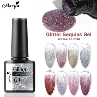 Sơn gel nhũ ánh kim cương sơn móng tay monja 8ml tráng men phản quang angela nail