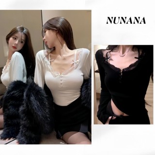 Áo Coquette Tay Dài Áo Croptop Dài Tay Áo brandy Áo Kiểu Nữ Ren Giả Hai Mảnh Áo Thun Dài Tay Nữ Bên Trong Ấm Top Nữ