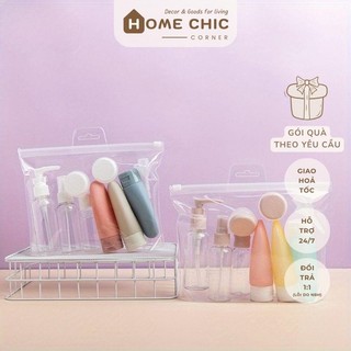 Bộ 8 lọ chiết mỹ phẩm du lịch, chống rò rỉ, gọn nhẹ tiện dụng | Home Chic Corner