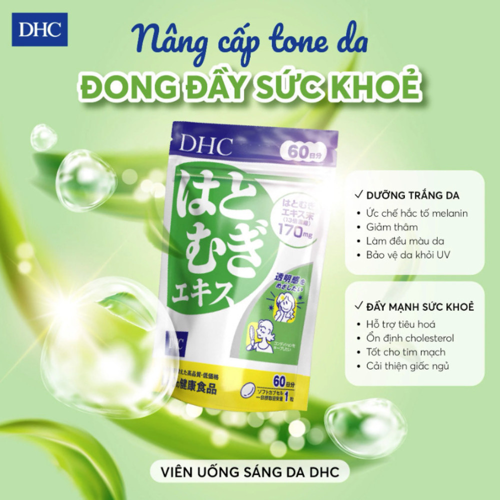 Viên uống sáng da DHC trắng da 20 ngày DHC Adlay Extract Nhật Bản giúp trắng và làm đều màu da, Onecare