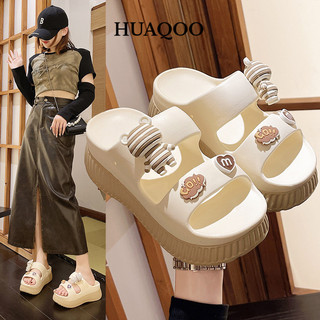 Huaqoo dép sandal nữ dép nữ dép bánh mì nữ đế cao Chống Trượt Thời trang Êm ái Chất liệu tốt Hợp thời FYT244062C 14Z240403