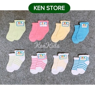 Set 5 đôi Vớ / tất sơ sinh màu và sọc cho bé (2-6m)