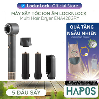 Máy sấy tóc tạo kiểu LocknLock Multi Hair Dryer công nghệ ION âm 5 loại đầu sấy màu xám ENA426GRY