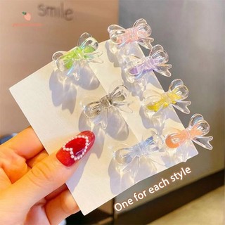 Pha lê trong suốt nơ kẹp tóc dễ thương màu kẹo mini kẹp trẻ em bên nổ kẹp