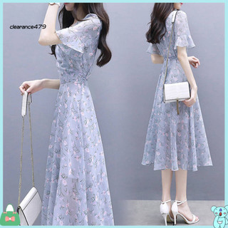 Giải phóng mặt bằng479 Đầm in hoa Midi Váy in hoa Váy Midi chữ A có dây buộc cho nữ Thời trang mùa hè Đông Nam Á Người mua Tình yêu