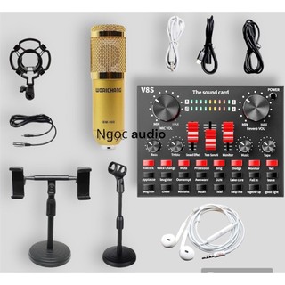 Bộ live stream sound card v8s model mới siêu hay và micro bm 900 đầy đủ phụ kiện