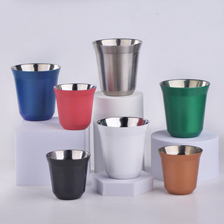 Cốc đựng cà phê espresso 80ml bằng thép không gỉ cốc cà phê inox 304 hai lớp dung tích 160ml