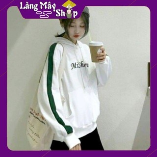 (Xả kho Sale Sập Sàn) Áo Khoác Hoodie Nỉ Bông Mũ trùm đầu In chữ tay kẻ sọc sành điệu - Màu trắng ,đỏ, xanh rêu