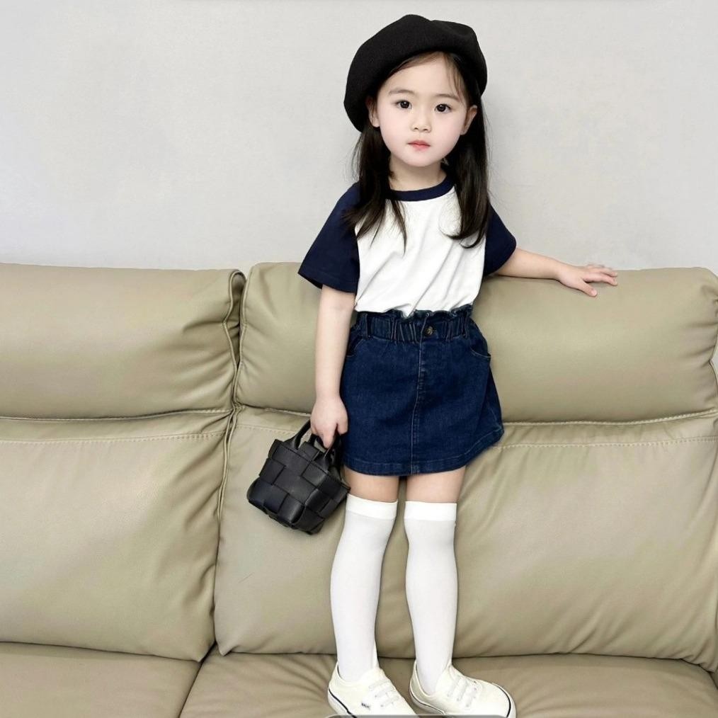Sét áo cộc tay mix chân váy bò ( 2 màu) cho bé gái Tiny Winy [S320]