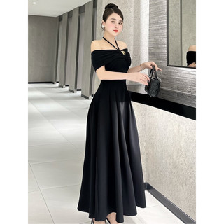 Váy Nữ Đen Dài Dự Tiệc Thiết Kế MAY O46 – Đầm Trễ Vai Đỏ Dự tiệc Sang Trọng Chuẩn MAY