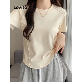 Áo thun Lovito ráp vải màu trơn trang nhã cho nữ LNA27168 (Màu mơ/ đen)