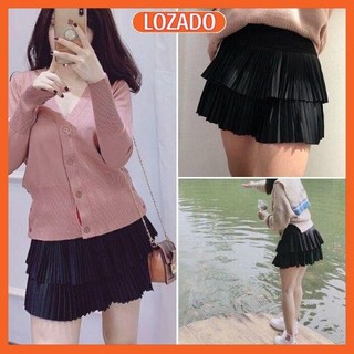 Chân váy 2 tầng LOZADO chân váy ngắn nữ dập ly dáng xòe nữ tính CV49