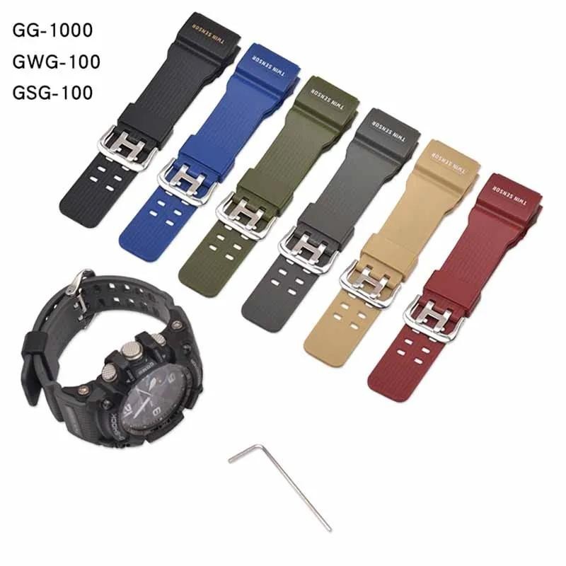 Dây đeo đồng hồ bằng nhựa cho đồng hồ Casio GG-1000 / GWG-100 / GSG-100 Thay thế dây đeo bằng công cụ Ngụy trang Phụ kiện dây đeo cổ tay