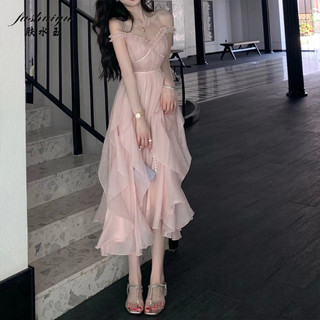 Fushuiyu Thiết kế cảm giác thích hợp váy ren cho trẻ em mùa hè mới ánh sáng sang trọng phong cách hồng cổ tích hào quang dài giảm béo váy treo