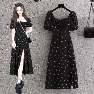 🌸Hàng Order🌸Váy Đầm Bigsize Váy Hoa Nhí Tay Bồng Nơ Ngực Xẻ Tà Dáng Dài Trẻ Trung Nữ TÍnh🌸Hàng Quảng Châu