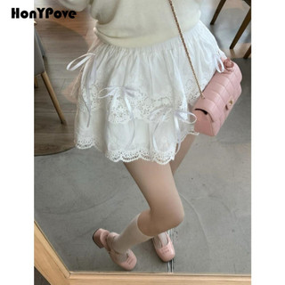 Honypove Đầm ba lê trắng lễ hội bướm ren nữ