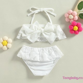 Bé gái 2 bộ đồ bơi mùa hè không tay dây áo ren + bikini đáy bộ đồ đi biển
