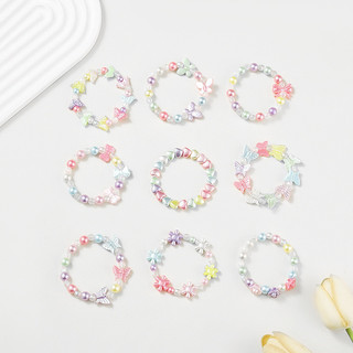 Vòng tay ngọc trai công chúa trẻ em mới, Vòng tay bướm màu nhạt Macaron cho bé gái, Xu hướng mùa hè Trang sức bé gái