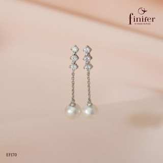 Bông tai ngọc trai thật, bạc quý kim với thiết kế tinh xảo, thanh lịch - EF170 - Finifer by Hoang Gia Pearl