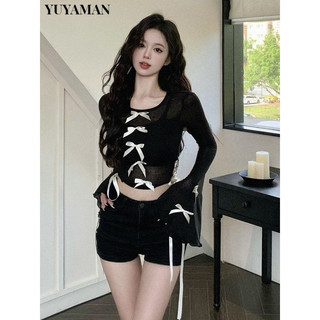 YUYAMAN áo phông áo thun nữ croptop baby tee Thể thao Thời trang Cổ điển Xu hướng WTX2430KRY 12Z240321