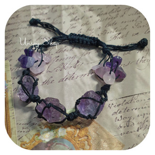 Vòng tay thạch anh tím amethyst | tự nhiên macrame năng lượng tích cực đá nhân tạo | quà tặng