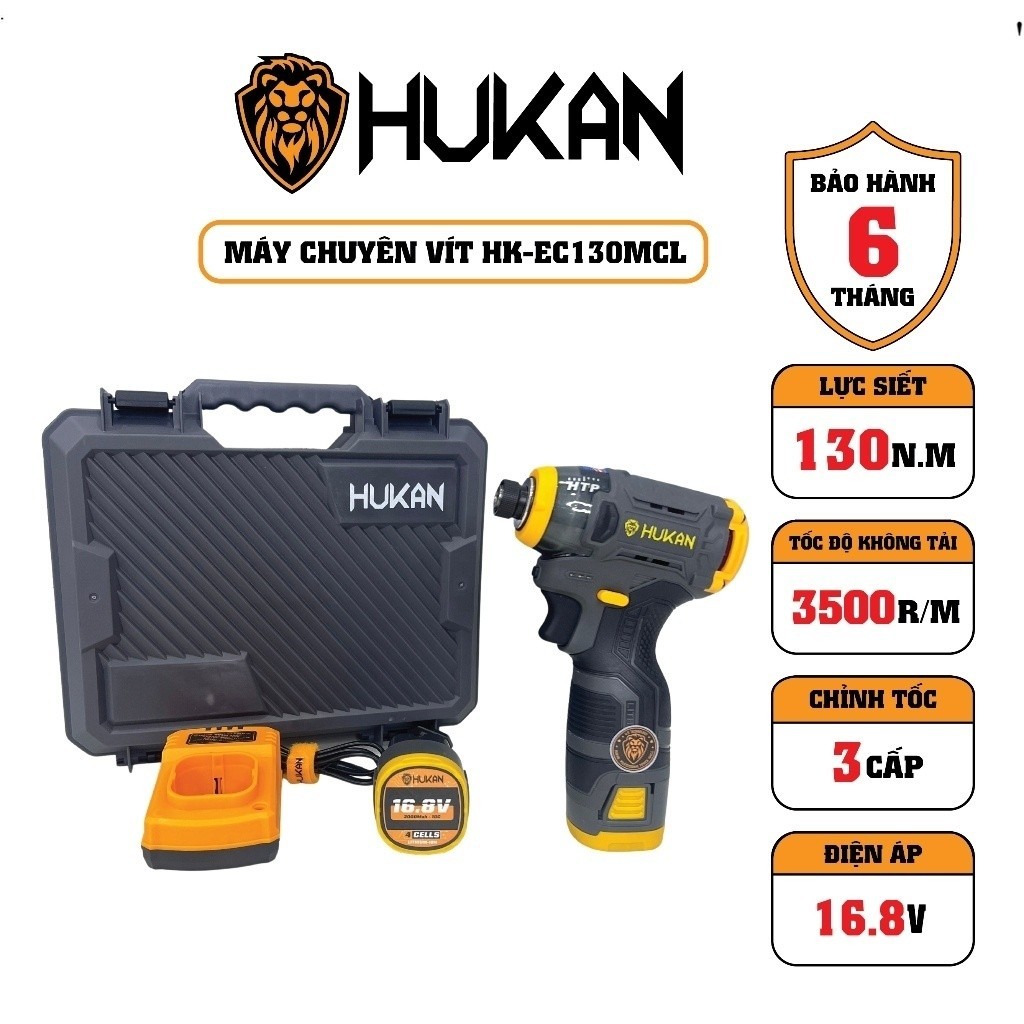 Máy Chuyên Vít HK-EC130MCL Lực Siết 130N.m / HUKAN Chỉnh Tốc 3 Cấp Động Cơ Không Thổi Than .