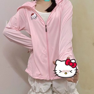 Dễ Thương Sanrio Hello Kitty Hồng Nhẹ Nhàng Ngọt Ngào Dễ Thương Gió Dài Tay Áo Chống Nắng Quần Áo Bốn Mùa Mặc Chống Tia UV Áo Chống Nắng Cô Gái Ngọt Ngào Nhật Bản [GM]