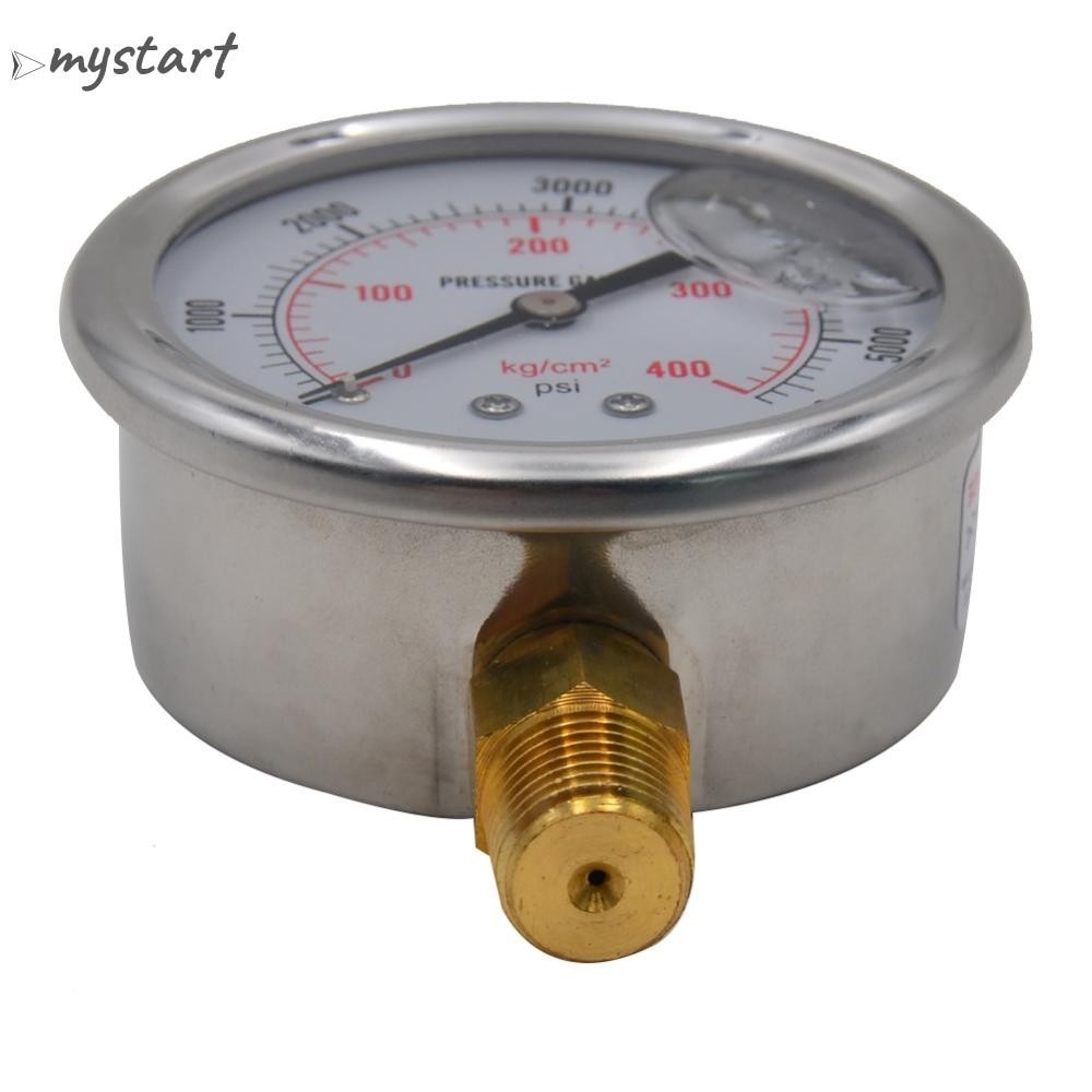[Mystart.vn] Đồng hồ đo áp suất dầu 0-5000PSI Đồng hồ đo áp suất dầu thủy lực Phụ kiện ô tô