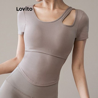 Lovito Áo thun thể thao trơn kiểu dáng thể thao cho nữ LNA55226