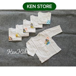 (3-22kg) Áo sơ sinh tay dài trắng cổ tròn chất thun 100% cotton THT- 1 áo KEN STORE